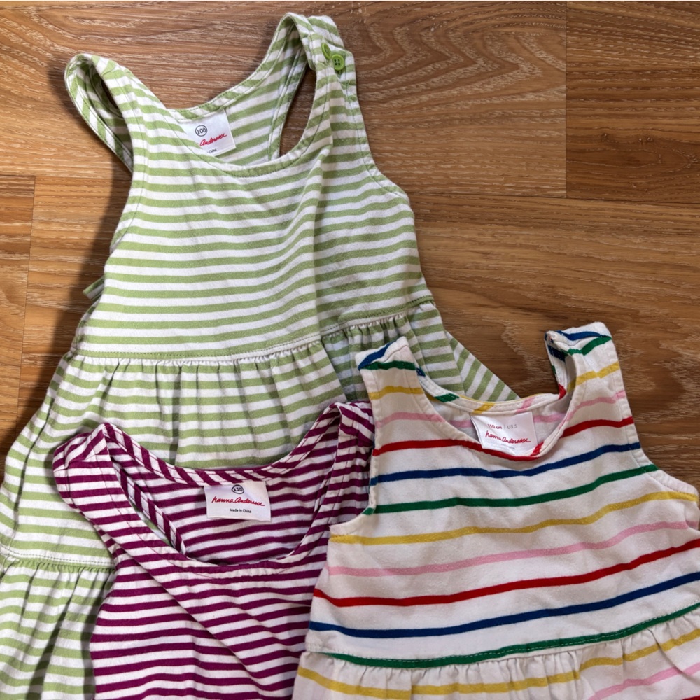 Hanna Andersson Girls' Striped Tank Top dresses — Green, Pink, Red, Blue, Yellow